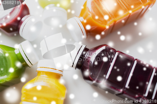 Image of bottles with different fruit or vegetable juices