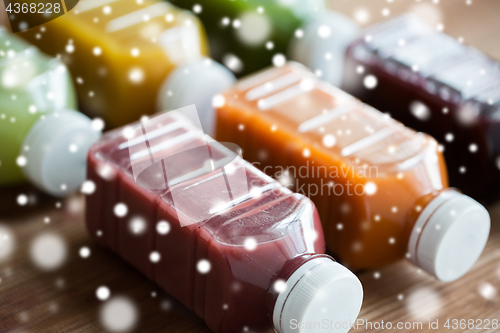 Image of bottles with different fruit or vegetable juices