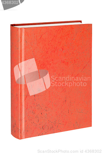 Image of standing closed red book in white background