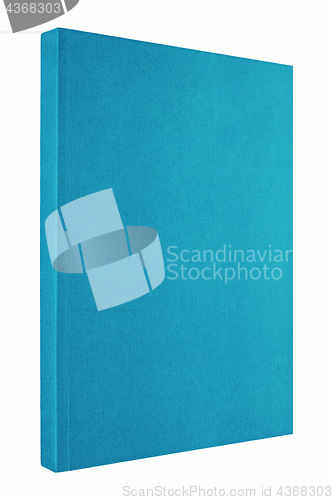 Image of standing closed blue book in white background