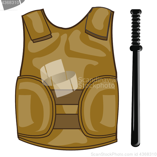 Image of Defensive waistcoat and bat