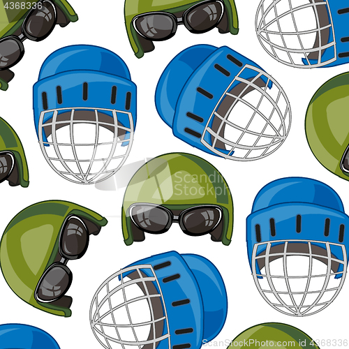 Image of Two helmet army and for hockey pattern