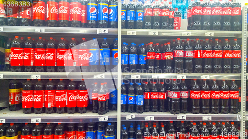 Image of Coca-Cola and Pepsi bottles for sale