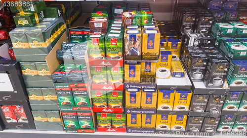 Image of Packs of coffee in a store