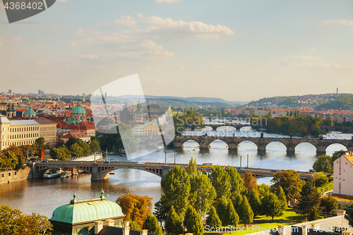 Image of Overview of old Prague with Charles bridge