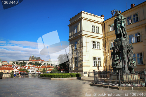 Image of PRAGUE, CZECH REPUBLIC - AUGUST 23, 2016: People walking and loo