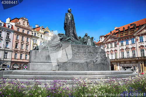 Image of PRAGUE, CZECH REPUBLIC - AUGUST 24, 2016: Monument of Jan Hus on