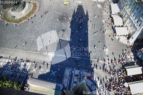 Image of PRAGUE, CZECH REPUBLIC - AUGUST 24, 2016: Aerial View of people 