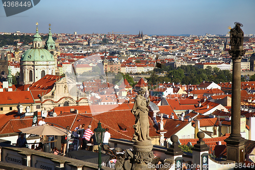 Image of PRAGUE, CZECH REPUBLIC - AUGUST 24, 2016: People walking and loo