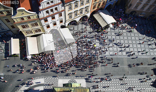 Image of PRAGUE, CZECH REPUBLIC - AUGUST 24, 2016: Aerial View of people 