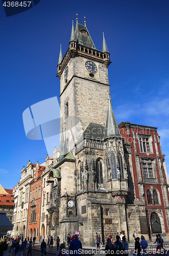 Image of PRAGUE, CZECH REPUBLIC - AUGUST 23, 2016: People walking and loo