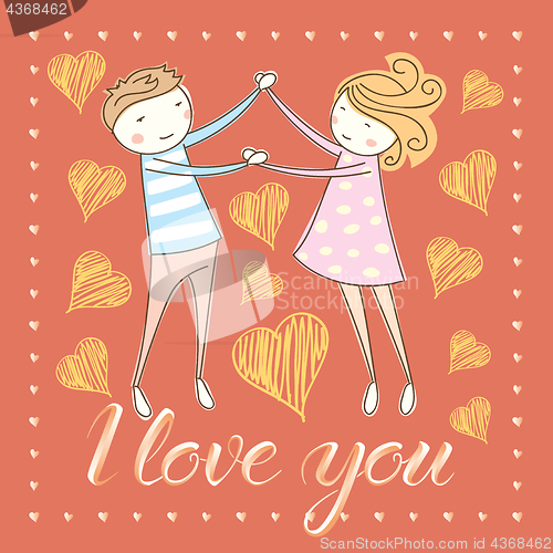 Image of Vector couple celebrating Valentine Day