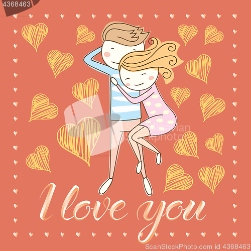 Image of Vector couple celebrating Valentine Day