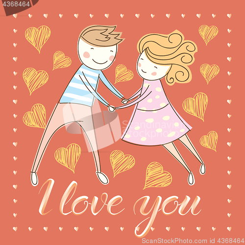 Image of Vector couple celebrating Valentine Day