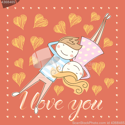 Image of Vector couple celebrating Valentine Day