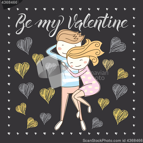 Image of Vector couple celebrating Valentine Day