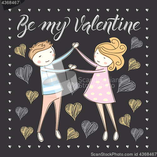 Image of Vector couple celebrating Valentine Day