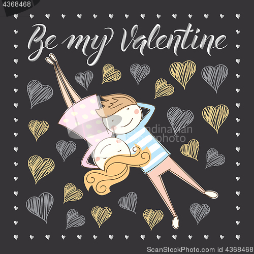 Image of Vector couple celebrating Valentine Day