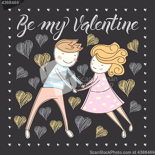 Image of Vector couple celebrating Valentine Day