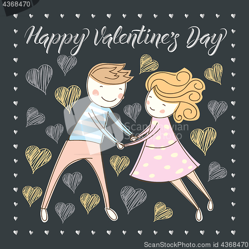 Image of Vector couple celebrating Valentine Day