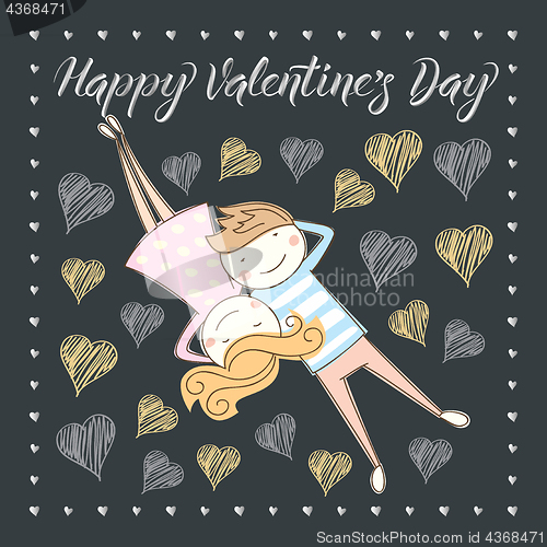 Image of Vector couple celebrating Valentine Day