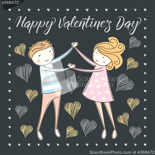 Image of Vector couple celebrating Valentine Day