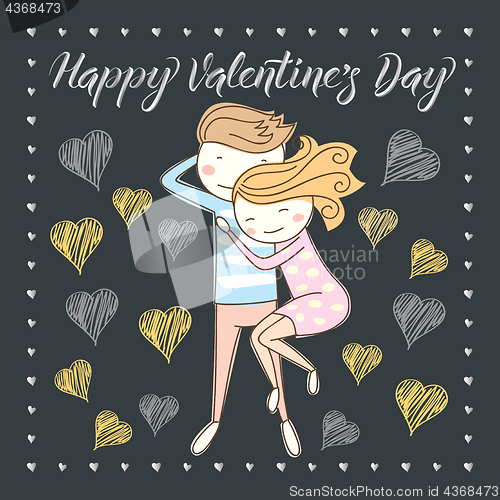 Image of Vector couple celebrating Valentine Day