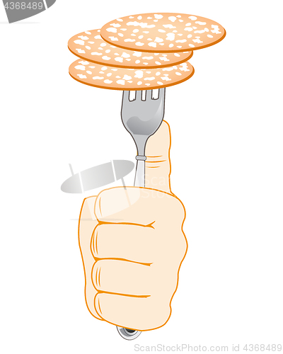 Image of Fork with sausage