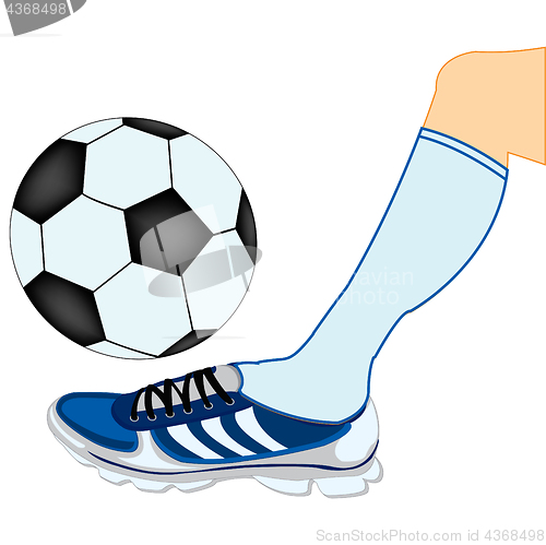 Image of Leg of the soccer player with ball