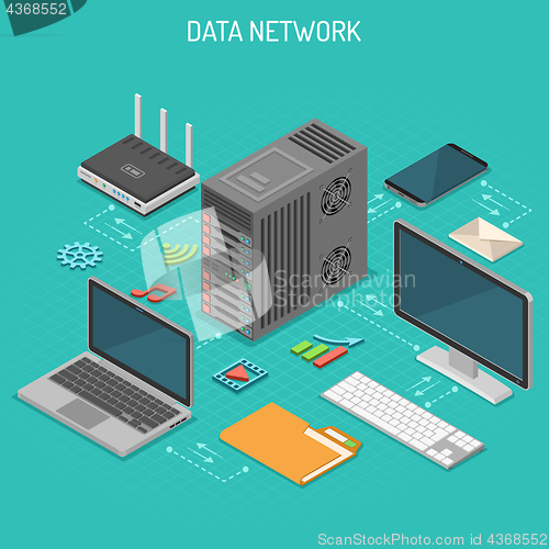 Image of Data Network Isometric Concept