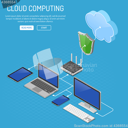 Image of Cloud Computing Technology Isometric