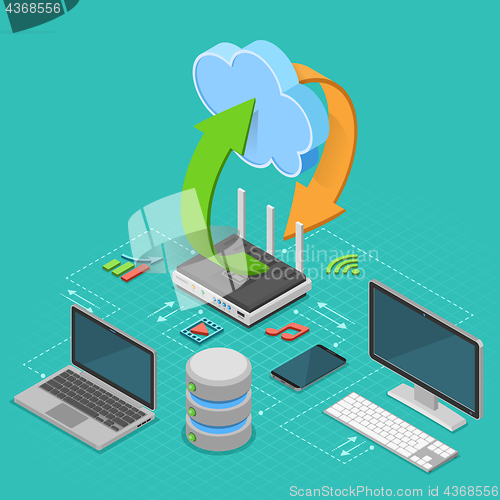 Image of Cloud Computing Technology Isometric