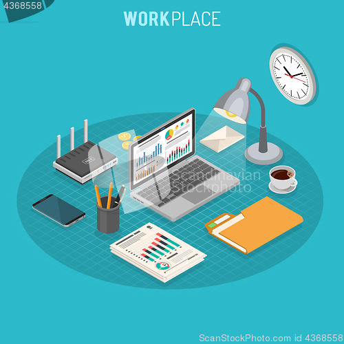 Image of Workplace Isometric Concept