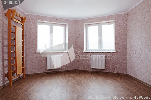 Image of gym wall bars in empty room