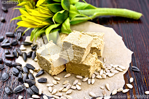 Image of Halva on paper with sunflower