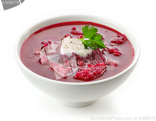 Image of bowl of beet root soup borsch