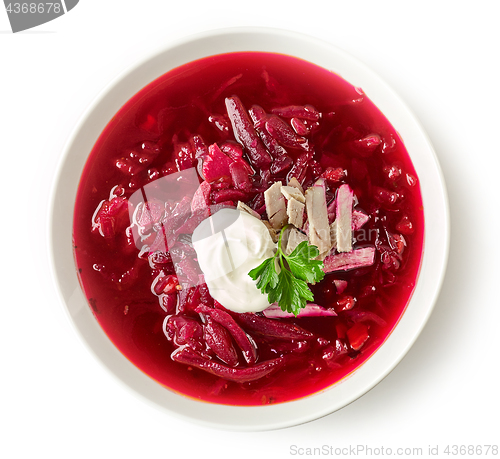 Image of bowl of beet root soup borsch