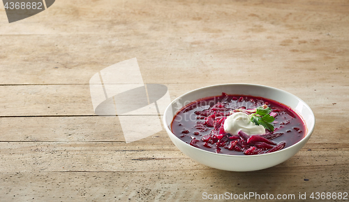 Image of bowl of beet root soup borsch