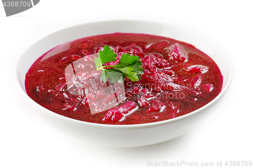 Image of bowl of beet root soup borsch