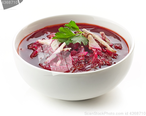 Image of bowl of beet root soup borsch