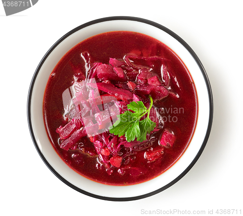 Image of bowl of beet root soup borsch