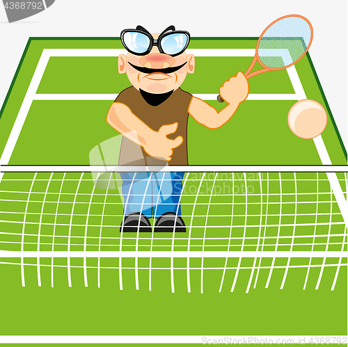 Image of Man on tennis field