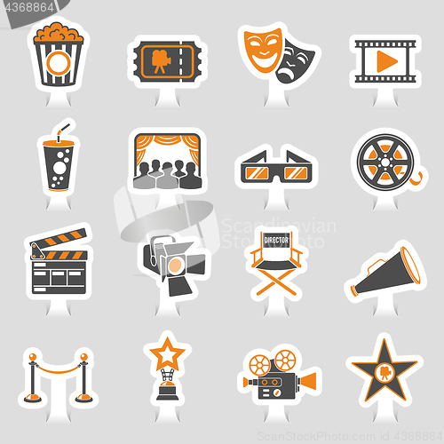Image of Cinema and Movie sticker Icons Set