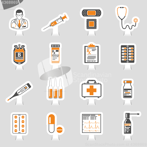 Image of Medical sticker icons set