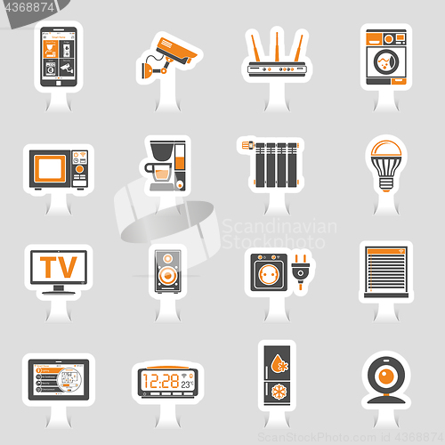 Image of Smart House and internet of things sticker icons set