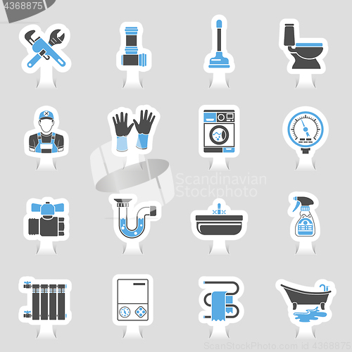 Image of Plumbing Service Icons Sticker Set