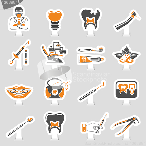Image of Dental Services sticker two color Sticker Icons Set