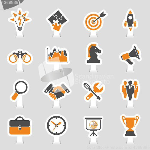 Image of Business Strategy Icon Sticker Set