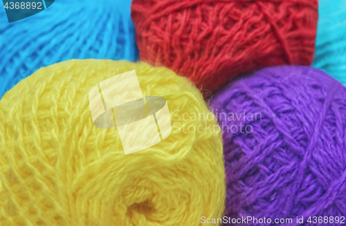 Image of Colorful Balls Of Wool Yarn Closeup