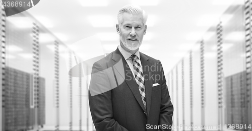 Image of Senior businessman in server room